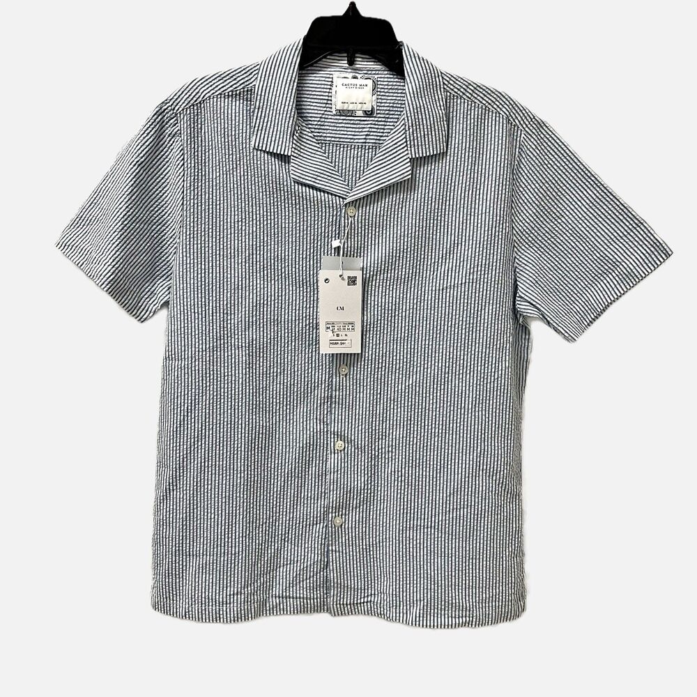Cactus Man Ricky Singh Seersucker Short Sleeve Shirt Size Medium NWT